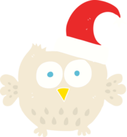 ilustração de cor plana de uma coruja de desenho animado usando chapéu de natal png