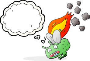 pensamiento burbuja dibujos animados mosca estrellarse y ardiente png