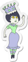 sticker of a cartoon vampire queen waving png