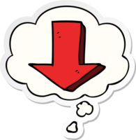 cartoon pointing arrow and thought bubble as a printed sticker png