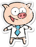 beunruhigter Aufkleber eines fröhlichen Schweins in Bürokleidung png