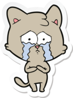 adesivo de um gato chorando de desenho animado png