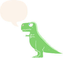 cartoon dinosaur and speech bubble in retro style png