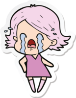 sticker of a cartoon woman crying png