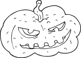 noir et blanc dessin animé Halloween citrouille png