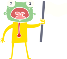 flat color style cartoon weird alien with flag png