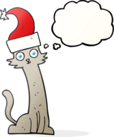 pensée bulle dessin animé chat dans Noël chapeau png