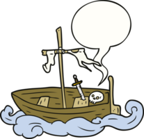 desenho animado velho barco naufragado e bolha de fala png