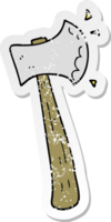 distressed sticker of a cartoon axe png