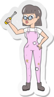 sticker of a cartoon female mechanic png