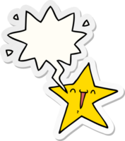 happy cartoon star and speech bubble sticker png