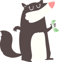 flat color style cartoon badger holding cash png