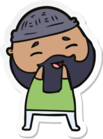 sticker of a cartoon happy bearded man png