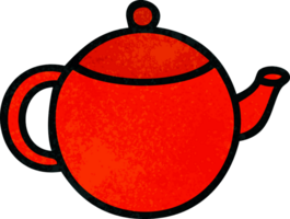 retro grunge texture cartoon red tea pot png