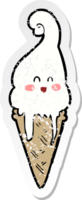 adesivo in difficoltà di un gelato cartone animato png