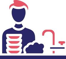 Man Washing Dishes Vector Icon