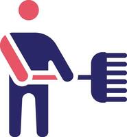 Man Holding Mop Vector Icon