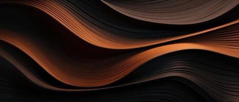 AI generated Detailed and intriguing, an abstract closeup of organic black and brown wooden waving waves on a textured wall, Ai Generated. photo