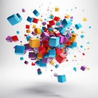 AI generated Swirling cubes of colors in a dynamic display, symbolizing a rising creativity concept, Ai Generated photo