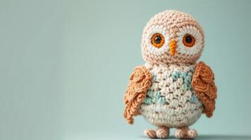 AI generated Crocheted hawk toy vibrant backdrop, handcrafted and adorable, Ai Generated photo