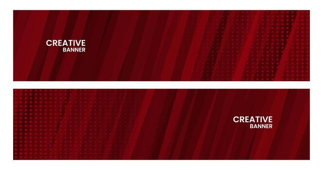 set of banners with abstract elegant red creative background vector