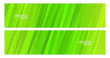 set of banners with abstract elegant green creative background vector