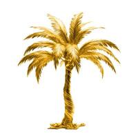 ai generado un sólido oro palma árbol en contra un blanco fondo, radiante lujo, ai generado foto