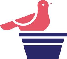 Bird on Flower Pot Vector Icon