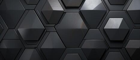 AI generated Captivating texture background featuring a contemporary black anthracite tile mirror composed of hexagon tiles, ideal for banners and panoramas, Ai Generated. photo