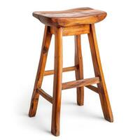 AI generated Wooden barstool isolated on white background, perfect for rustic interior designs, Ai Generated. photo