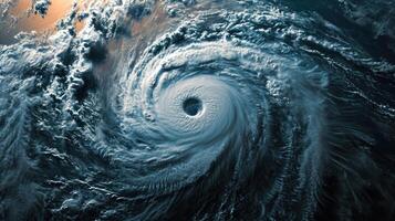 AI generated A satellite view captures the immense power of a tropical cyclone, Ai Generated. photo
