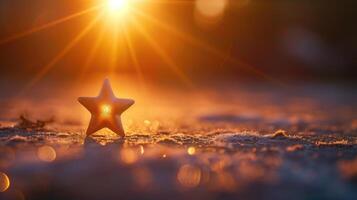 AI generated A lone star, standing tall and bathed in celestial light from above, Ai Generated. photo