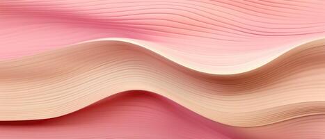 AI generated Detailed and intriguing, an abstract closeup of organic pink wooden waving waves on a textured wall, Ai Generated. photo