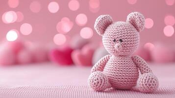 AI generated A Picture of a Crocheted Cute Bear, Ai Generated photo