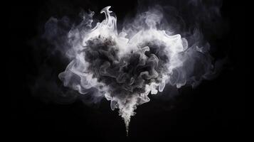 AI generated Heart-shaped smoke artfully drifts on a black background, Ai Generated photo