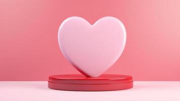 AI generated Pink empty podium with hearts on pastel background, Ai Generated photo