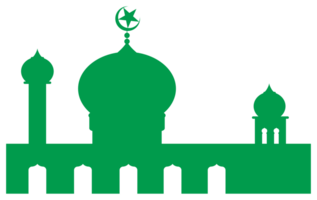 Mosque Silhouette, Flat Style. can use for Art Illustration, Decoration, Wallpaper, Background, Apps, Website, Logo Gram, Pictogram, Greeting Card or for Graphic Design Element. Format PNG