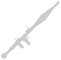 Silhouette von das Bazooka oder Rakete Startprogramm Waffe, ebenfalls bekannt wie Rakete angetrieben Granate oder Rollenspiel, eben Stil, können verwenden zum Kunst Illustration, Piktogramm, Webseite, Infografik oder Grafik Design Element png