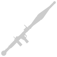 silhouet van de bazooka of raket draagraket wapen, ook bekend net zo raket voortgestuwd granaat of rpg, vlak stijl, kan gebruik voor kunst illustratie, pictogram, website, infographic of grafisch ontwerp element png