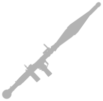 silhouette di il bazooka o razzo launcher arma, anche conosciuto come razzo spinto granata o gioco di ruolo, piatto stile, può uso per arte illustrazione, pittogramma, sito web, Infografica o grafico design elemento png