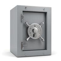 AI generated Isolated safe, combination lock exposed. Fortified secrets, Ai Generated. photo