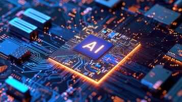 AI generated Advanced AI computer microprocessor integrated into circuit board, Ai Generated photo