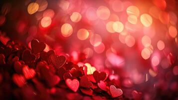 AI generated Red heart background, Bokeh lights background, Concept of love, Ai Generated photo