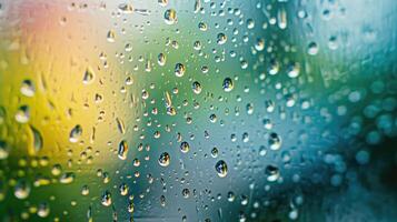 ai generado de cerca ver de agua gotas delicadamente adornando un vaso ventana o espejo, ai generado. foto