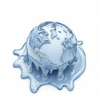 AI generated World map with globe made of ice melting, symbolizing climate change, Ai Generated. photo