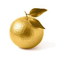 AI generated A solid gold satsuma against a white background, radiating luxury, Ai Generated photo