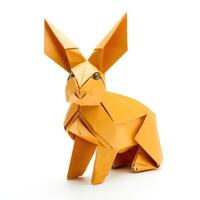 ai generado vistoso origami conejo, único papel polígono obra de arte, ideal mascota concepto, ai generado foto