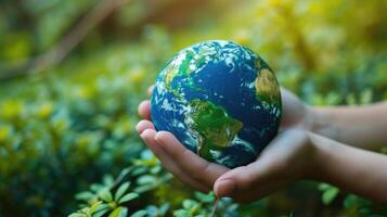 AI generated The Earth cradled in caring hands, a powerful reminder to save our precious planet, Ai Generated photo