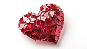 AI generated Glistening red broken heart, depicting the fragmentation of love, Ai Generated photo