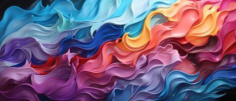 AI generated Vibrant and artistic, this abstract background banner features marbled acrylic paint and ink painted waves, offering a colorful and textured visual, Ai Generated. photo